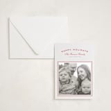 "Summer Story" - Letterpress Holiday Photo Mount Cards in Scarlet by Wildfield Paper Co - Card with Envelope