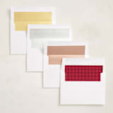 "Bow" - Holiday Photo Mount Cards in Crimson by Olivia Kanaley Inman - Envelope Liner Options