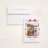 "Bow" - Holiday Photo Mount Cards in Crimson by Olivia Kanaley Inman - Card with Envelope