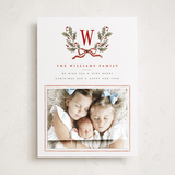 "Holly Monogram" - Holiday Photo Mount Cards in Holly Berry by Wildfield Paper Co - Front