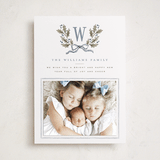 "Holly Monogram" - Holiday Photo Mount Cards in Blue Spruce by Wildfield Paper Co - Front