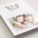 "Holly Monogram" - Holiday Photo Mount Cards in Blue Spruce by Wildfield Paper Co - Premium Photo Paper Mounted on Card