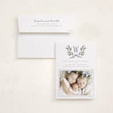 "Holly Monogram" - Holiday Photo Mount Cards in Blue Spruce by Wildfield Paper Co - Card with Envelope