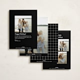 "Contemporary Typo" - Holiday Photo Mount Cards in Charcoal by Lucrecia Caporale - Back of Card Options