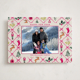 "Festive icons" - Holiday Photo Mount Cards in Berry by Sarah Knight - Front