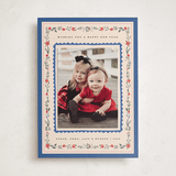 "Festive Embroidery" - Holiday Photo Mount Cards in Wintermint by Teju Reval - Front