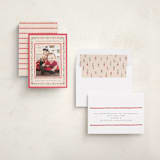 "Festive Embroidery" - Holiday Photo Mount Cards in Peppermint by Teju Reval - Assembled