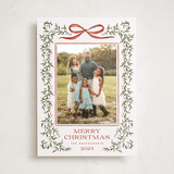 "Laurel Wreath" - Holiday Photo Mount Cards in Holly Berry by Wildfield Paper Co - Front