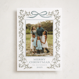 "Laurel Wreath" - Holiday Photo Mount Cards in Juniper by Wildfield Paper Co - Front