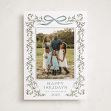 "Laurel Wreath" - Holiday Photo Mount Cards in Juniper by Wildfield Paper Co - Front