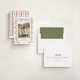 "Laurel Wreath" - Holiday Photo Mount Cards in Holly Berry by Wildfield Paper Co - Assembled