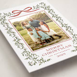 "Laurel Wreath" - Holiday Photo Mount Cards in Holly Berry by Wildfield Paper Co - Premium Photo Paper Mounted on Card