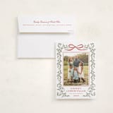 "Laurel Wreath" - Holiday Photo Mount Cards in Holly Berry by Wildfield Paper Co - Card with Envelope