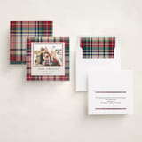 "Tartan Traditions" - Holiday Photo Mount Cards in Holly Berry by Yaling Hou Suzuki - Assembled