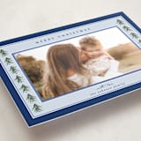 "Cozy Garland" - Holiday Photo Mount Cards in Midnight by Ashley Iwafuchi - Premium Photo Paper Mounted on Card