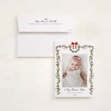 "Bows & Ribbon" - Holiday Photo Mount Cards in Candy Cane by Susan Moyal - Card with Envelope