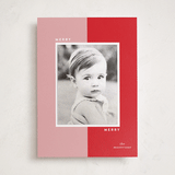 "Retro Block" - Holiday Photo Mount Cards in Cherry by Erin Hodges - Front