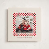 "Checkerboard" - Holiday Photo Mount Cards in Pomegranate by Alethea and Ruth - Front