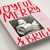 "Joyful Merry Bright" - Holiday Photo Mount Cards in Blush by AK Graphics - Premium Photo Paper Mounted on Card