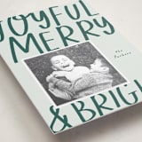 "Joyful Merry Bright" - Holiday Photo Mount Cards in Mint by AK Graphics - Premium Photo Paper Mounted on Card
