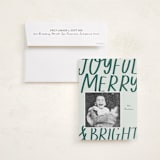 "Joyful Merry Bright" - Holiday Photo Mount Cards in Mint by AK Graphics - Card with Envelope