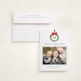 "Winter Monogram" - Holiday Photo Mount Cards in Wreath by Petra Kern - Card with Envelope
