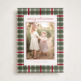 "Traditional Plaid" - Holiday Photo Mount Cards in Wreath by Baumbirdy - Front
