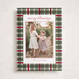 "Traditional Plaid" - Holiday Photo Mount Cards in Wreath by Baumbirdy - Front