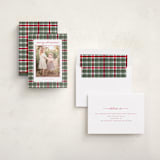 "Traditional Plaid" - Holiday Photo Mount Cards in Wreath by Baumbirdy - Assembled