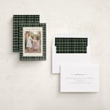 "Traditional Plaid" - Holiday Photo Mount Cards in Forest by Baumbirdy - Assembled