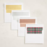 "Traditional Plaid" - Holiday Photo Mount Cards in Wreath by Baumbirdy - Envelope Liner Options