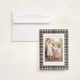 "Traditional Plaid" - Holiday Photo Mount Cards in Wreath by Baumbirdy - Card with Envelope