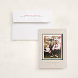 "Christmas classic border" - Holiday Photo Mount Cards in Cream by Sara Hicks Malone - Card with Envelope