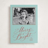 "Bright Laughter" - Holiday Photo Mount Cards in Turqouise by Erin Hodges - Front