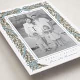 "Garland Frame" - Holiday Photo Mount Cards in Frost by Leah Bisch - Premium Photo Paper Mounted on Card