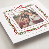 "Garland Border" - Holiday Photo Mount Cards in Mint by Alethea and Ruth - Premium Photo Paper Mounted on Card
