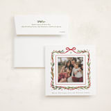 "Garland Border" - Holiday Photo Mount Cards in Mint by Alethea and Ruth - Card with Envelope