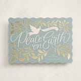 "Botanical Peace on Earth" - Holiday Cards in Blue Spruce by Erin German - Front