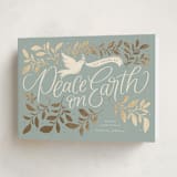 "Botanical Peace on Earth" - Holiday Cards in Blue Spruce by Erin German - Folded Card