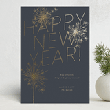 "Sparkling New Year" - Holiday Cards in Midnight by Paula Pecevich - Front