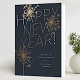 "Sparkling New Year" - Holiday Cards in Midnight by Paula Pecevich - Folded Card