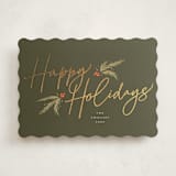 "Holiday Script" - Holiday Cards in Pine by Robert and Stella - Front