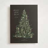 "Tinsel Tree" - Holiday Cards in Charcoal by Leah Bisch - Front