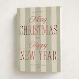 "Striped Type" - Holiday Cards in Wreath by Robert and Stella - Folded Card