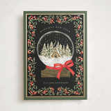 "Cabin Snow globe" - Holiday Cards in Coal by Jackie Crawford - Front