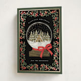 "Cabin Snow globe" - Holiday Cards in Coal by Jackie Crawford - Folded Card