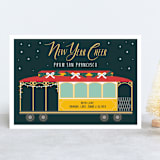 "San Fran Tram" - Holiday Cards in Fir by Hudson meet Rose - Front