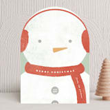 "Merry Snowman " - Holiday Cards in Candy Cane by Brianne Larsen - Front