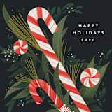 "Peppermint Bouquet" - Holiday Cards in Night by Heather Francisco - Close-Up