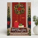 "Festive Doorstep" - Holiday Cards in Holly by Erin L. Wilson - Front